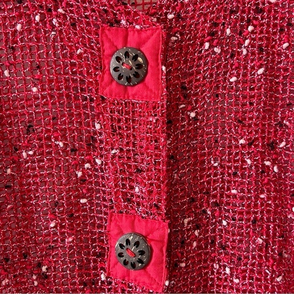 BLAIR Women’s Net Crochet Top Large Red See Through Boho Cover Up Beach Vacation - Picture 4 of 13